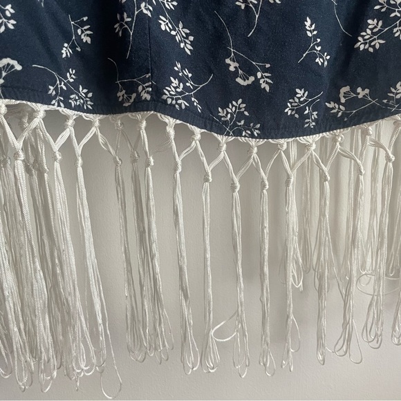 ABERCROMBIE & FITCH floral fringe shawl boho open cardigan one size poncho - Picture 6 of 6